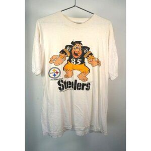 Vintage 1994 Hanna-Barbera NFLP Flintstone Pittsburg Steelers Tee Shirt White